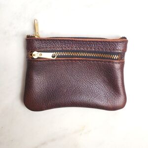 PLG Portland Leather Goods Mystery Exclusive Double Zip Pouch in color Coldbrew